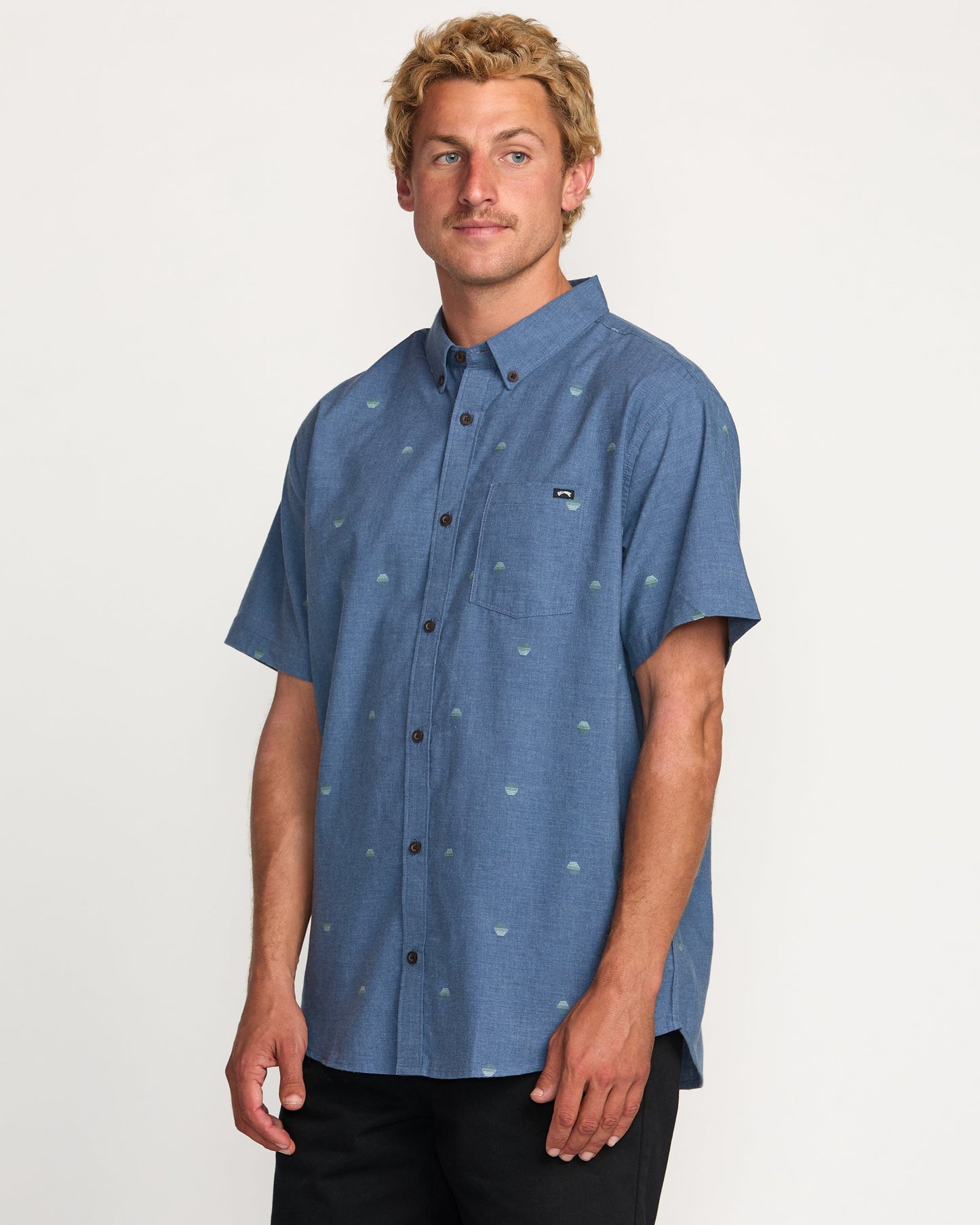 All Day Jacquard Short Sleeve Shirt - Deep Blue