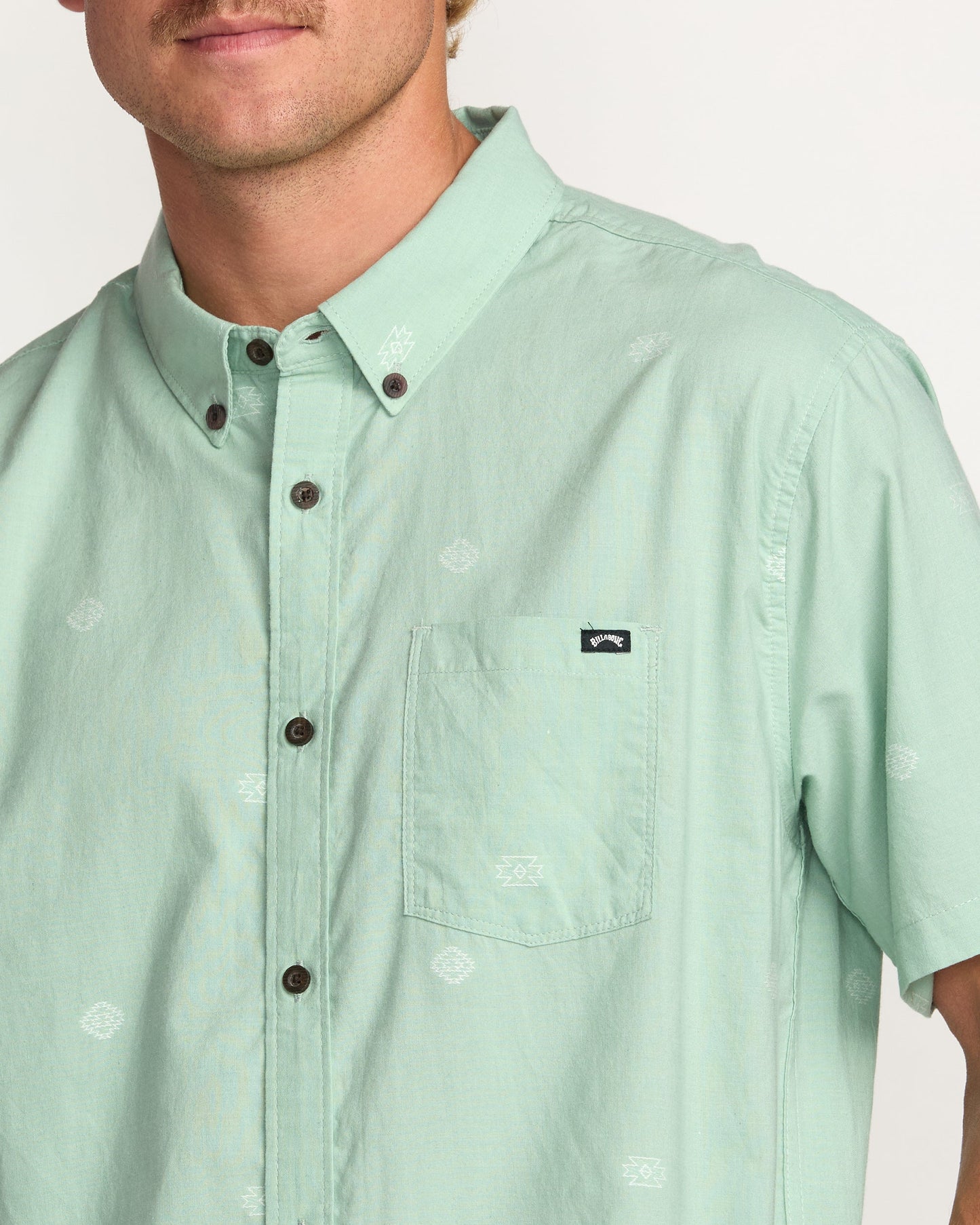 All Day Jacquard Short Sleeve Shirt - Seafoam