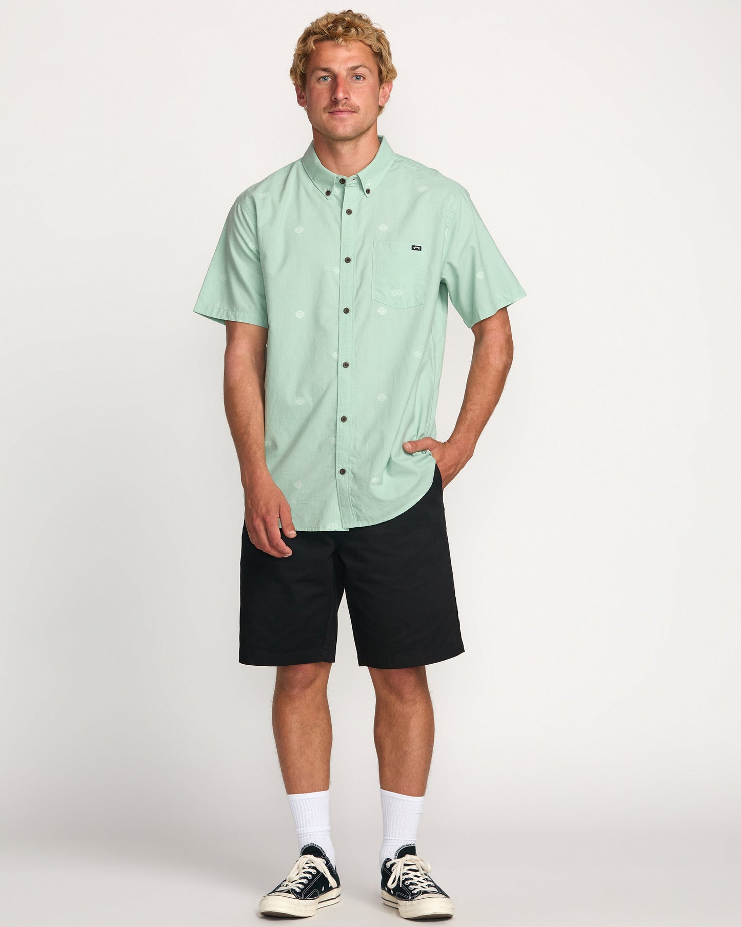 All Day Jacquard Short Sleeve Shirt - Seafoam