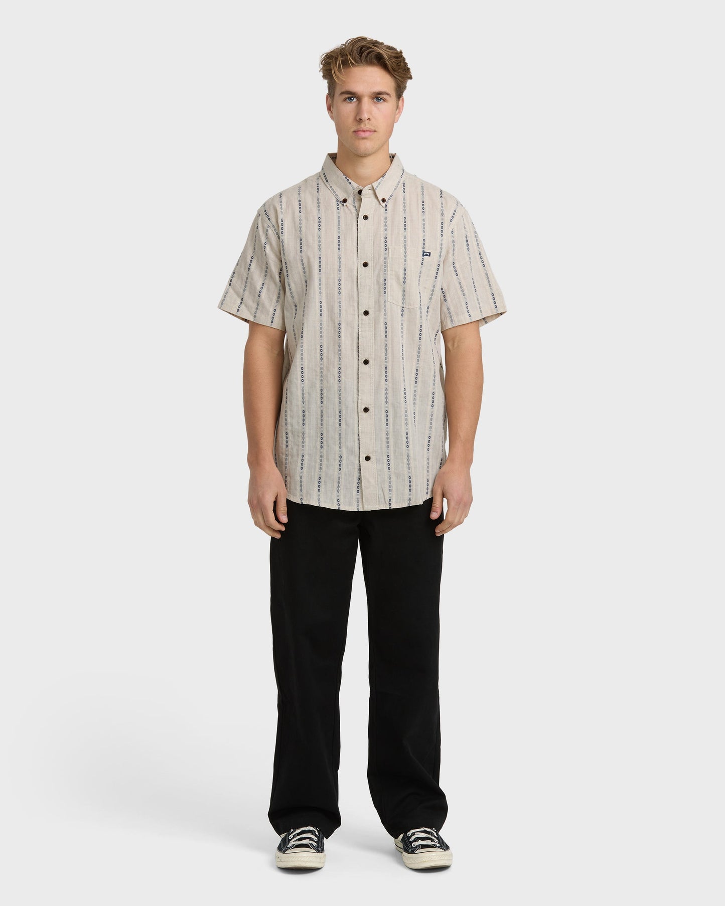 All Day Jacquard Short Sleeve Shirt - Stone