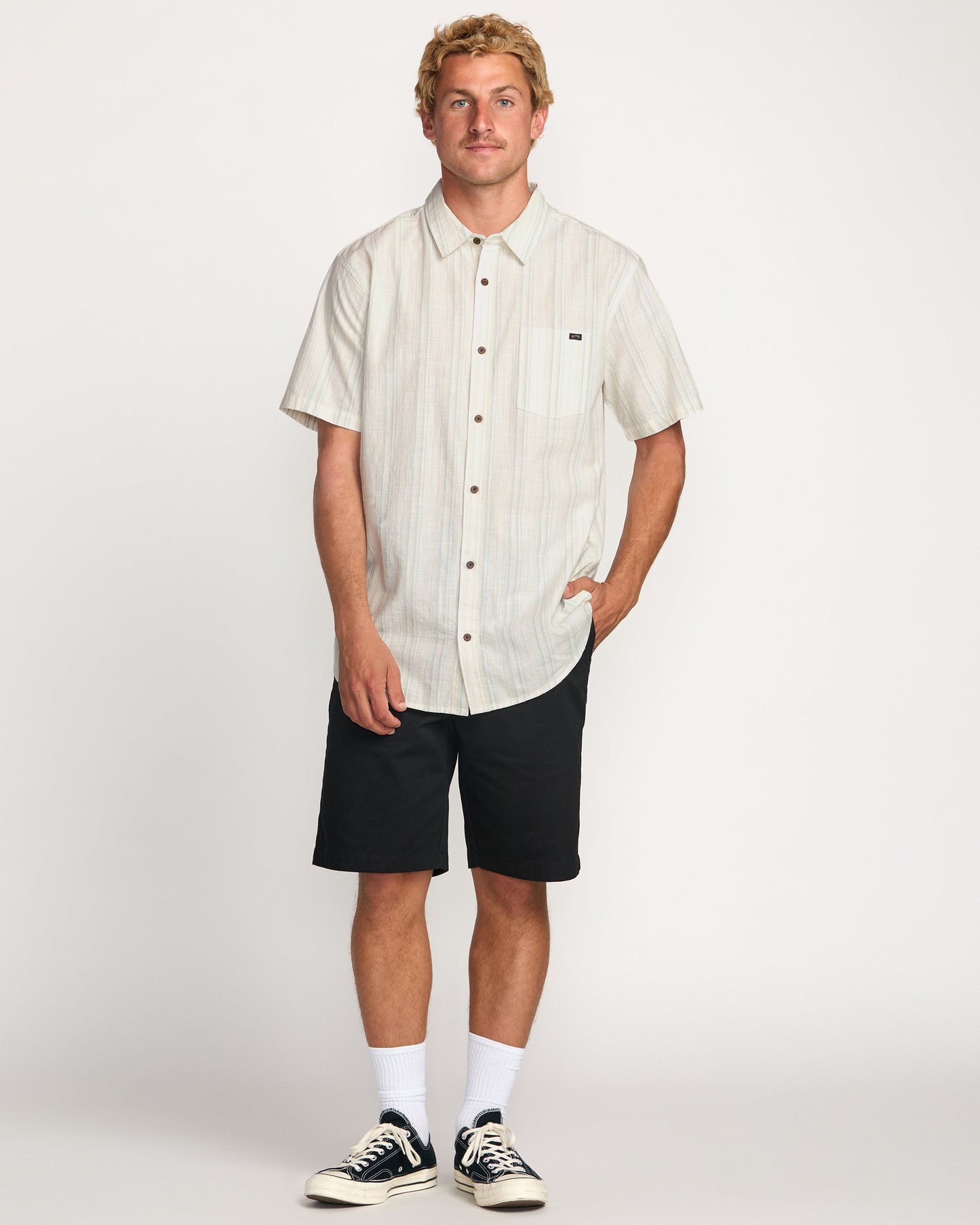 All Day Stripe Short Sleeve Shirt - Off White