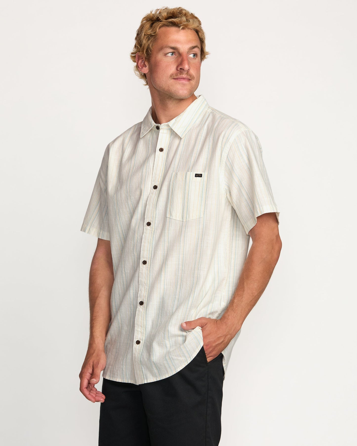 All Day Stripe Short Sleeve Shirt - Off White