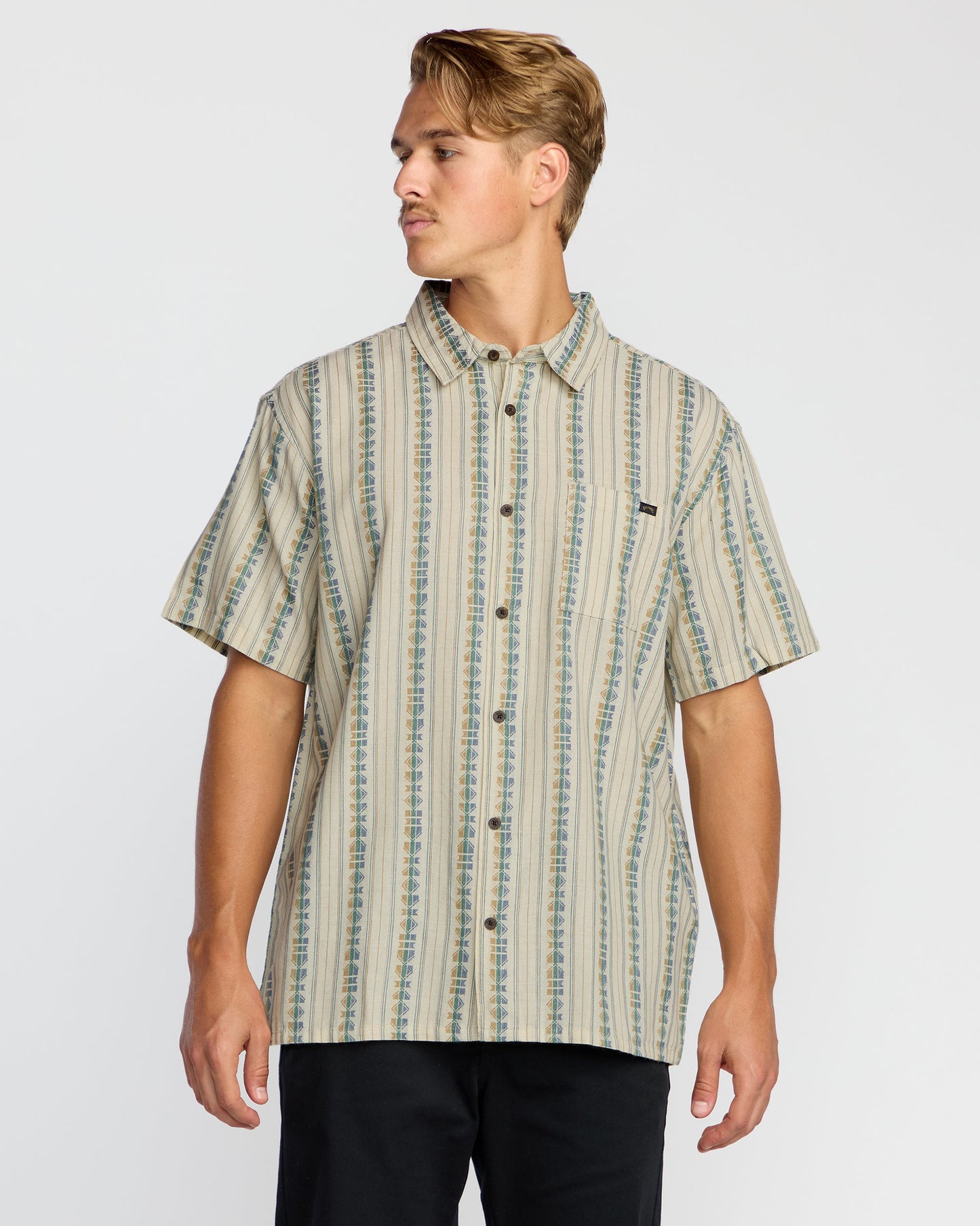 Sundays Jacquard Short Sleeve Shirt - Cream
