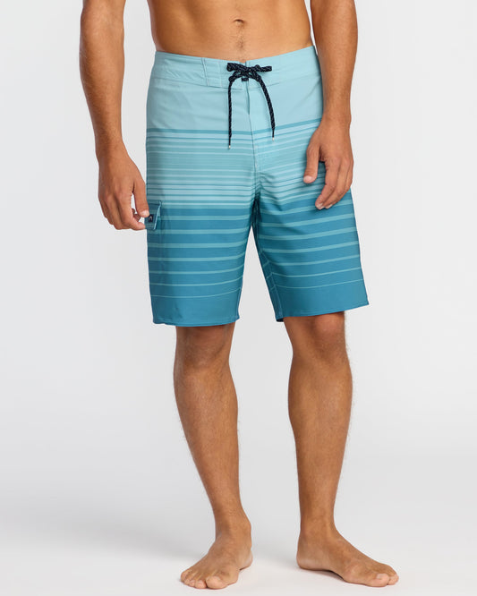 All Day Stripe Pro Performance 20" Boardshorts - Dusty Blue