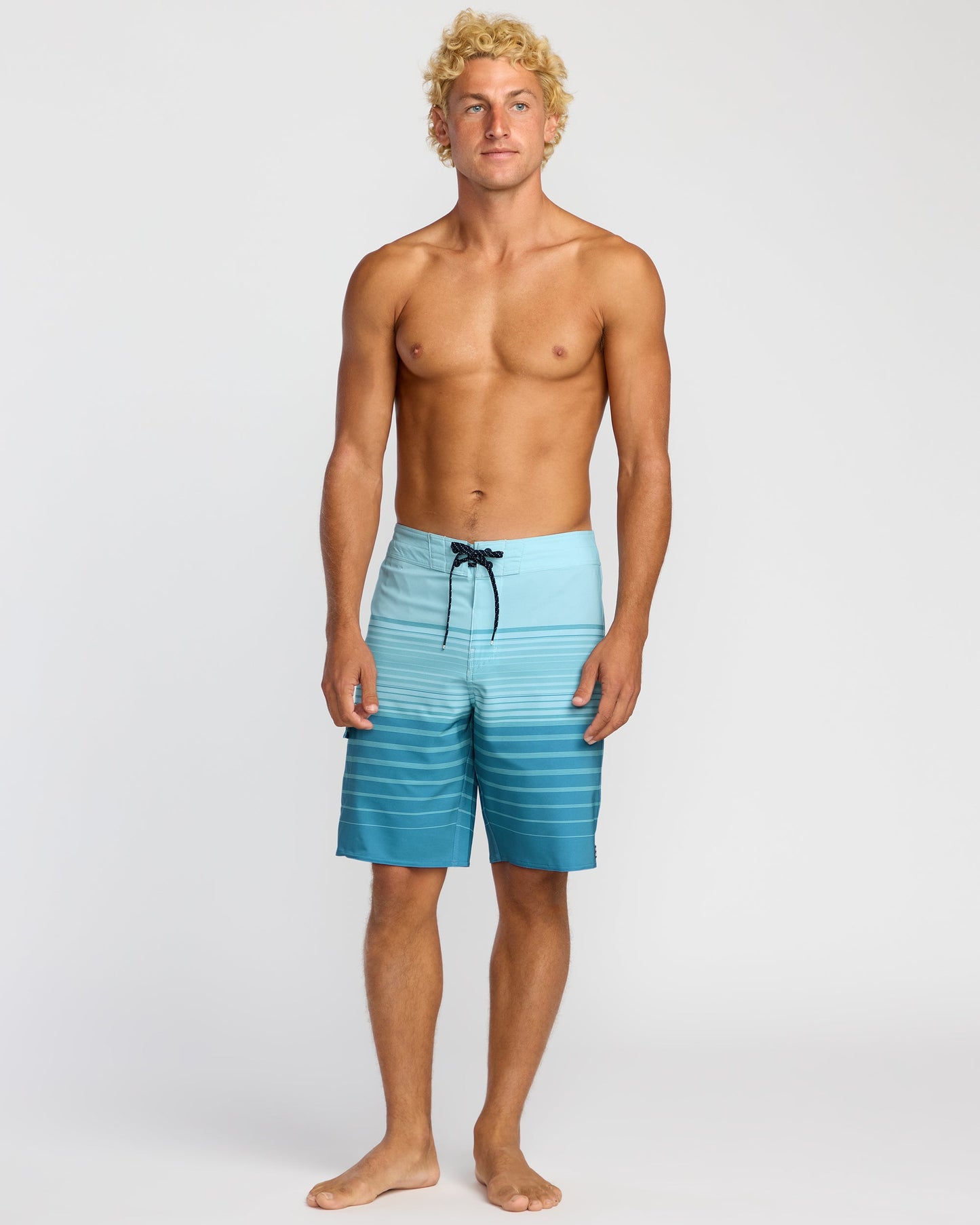 All Day Stripe Pro Performance 20" Boardshorts - Dusty Blue