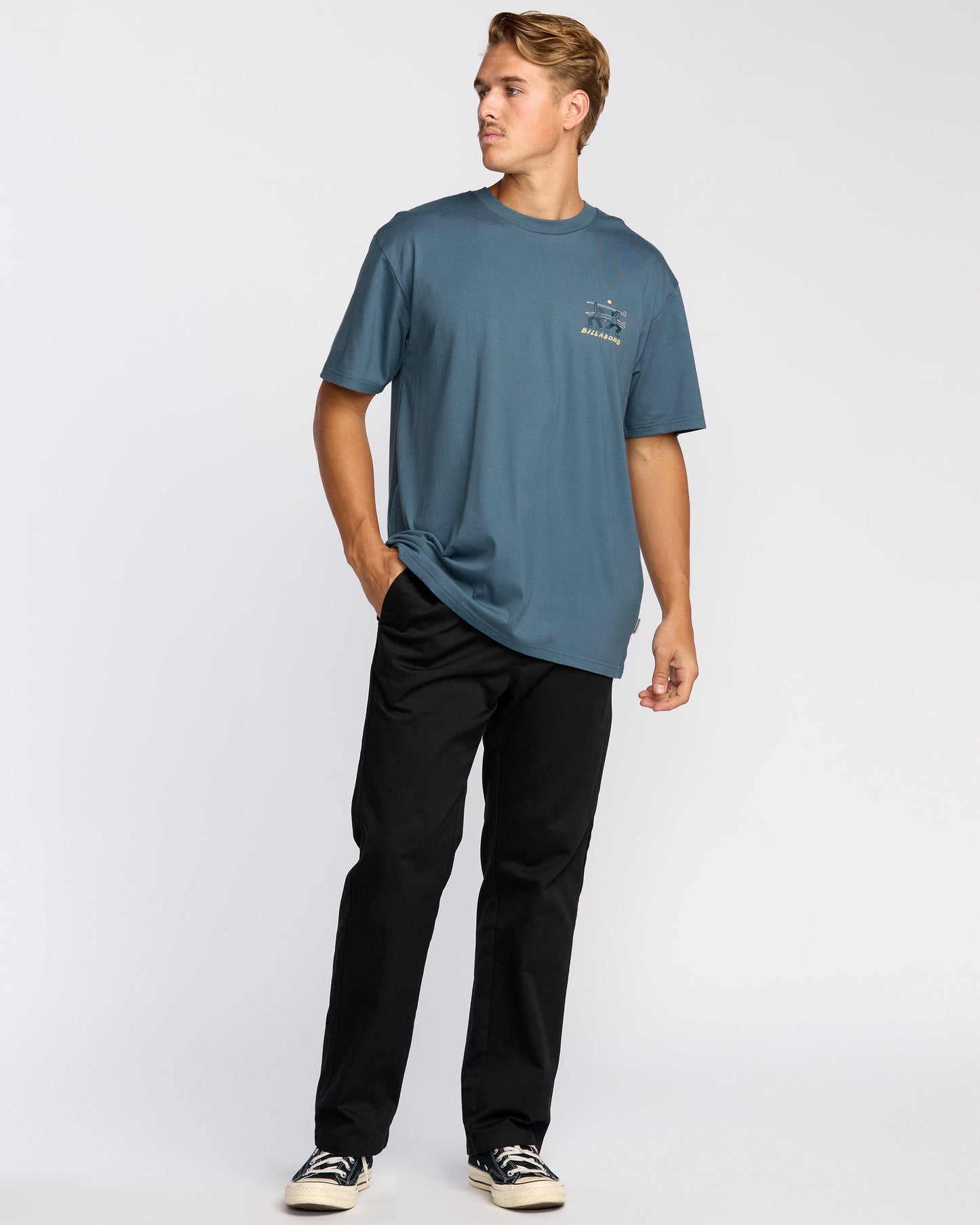 Split The Peak Regular Short Sleeve T-Shirt - Steel Blue