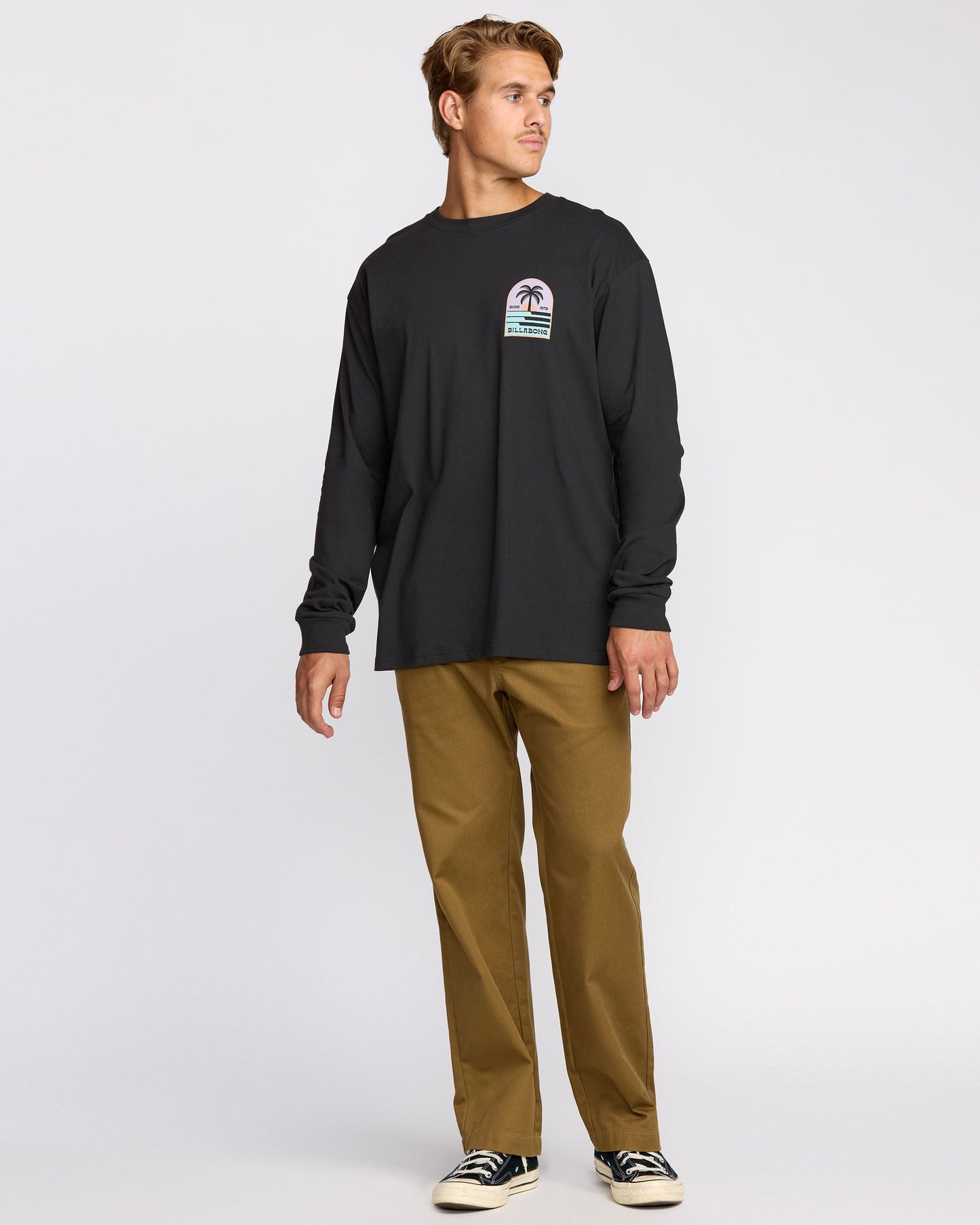 Portal Regular Long Sleeve T-Shirt - Washed Black