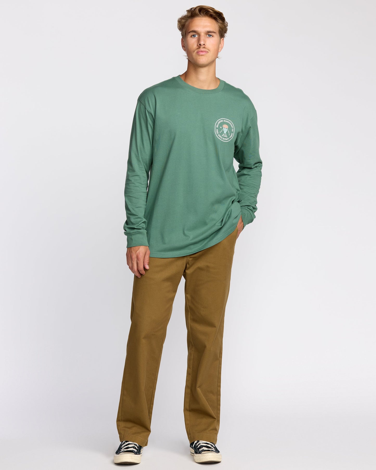 Desert Flower Regular Long Sleeve T-Shirt - Sage Green