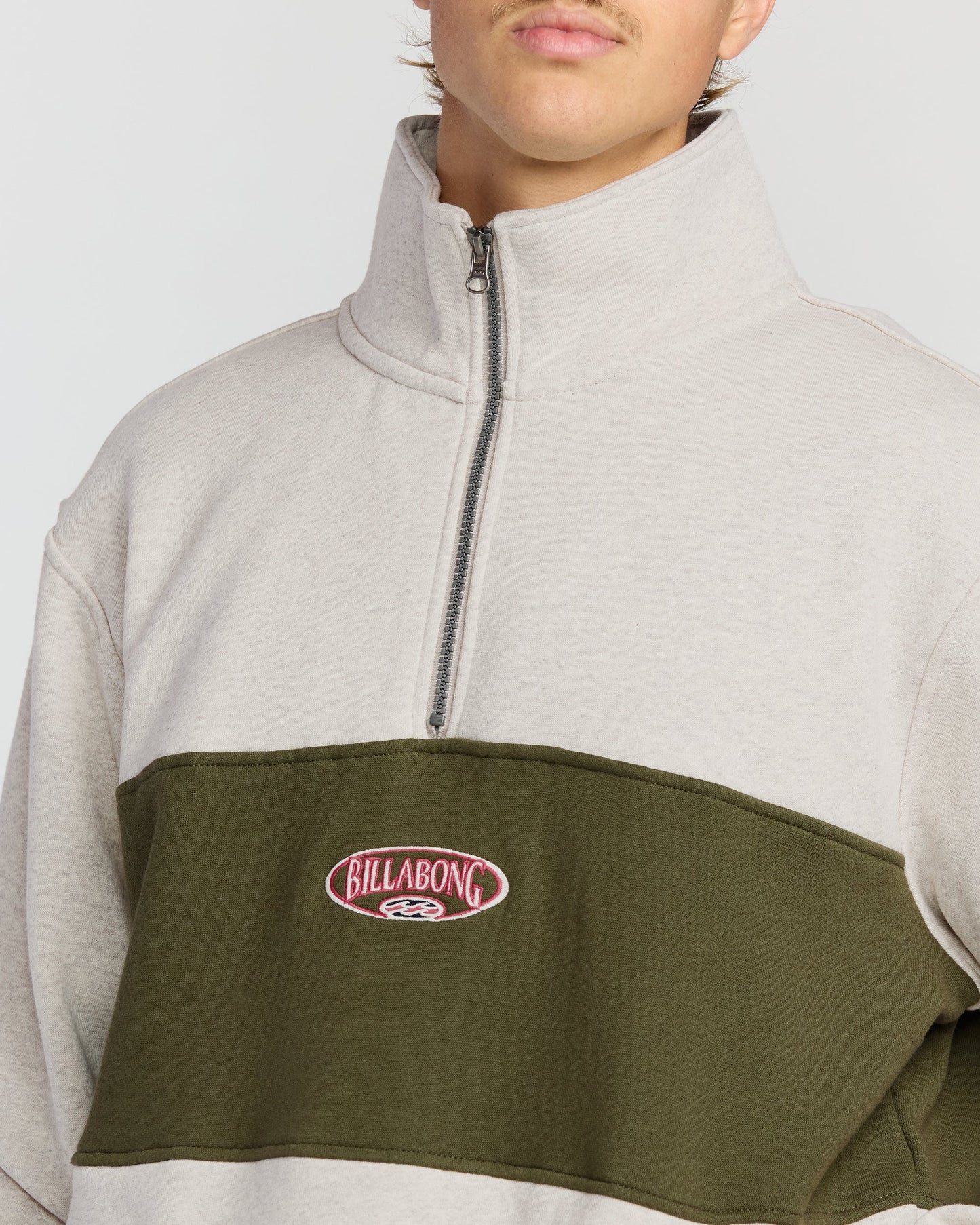 Bad Dog 3/4 Zip Mockneck Sweatshirt - Sand Htr