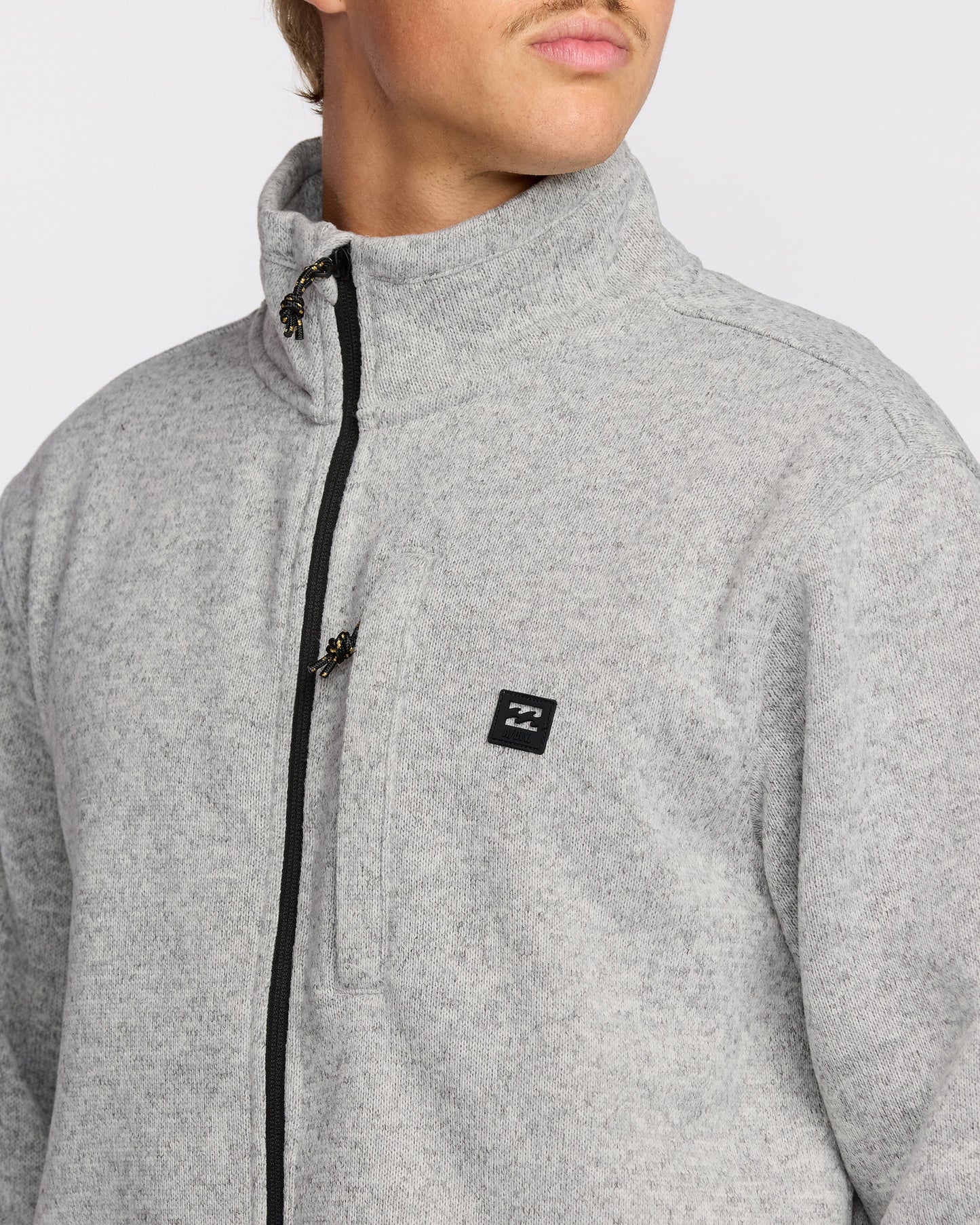 Boundary Mock Neck Zip Sweatshirt - Grey Htr