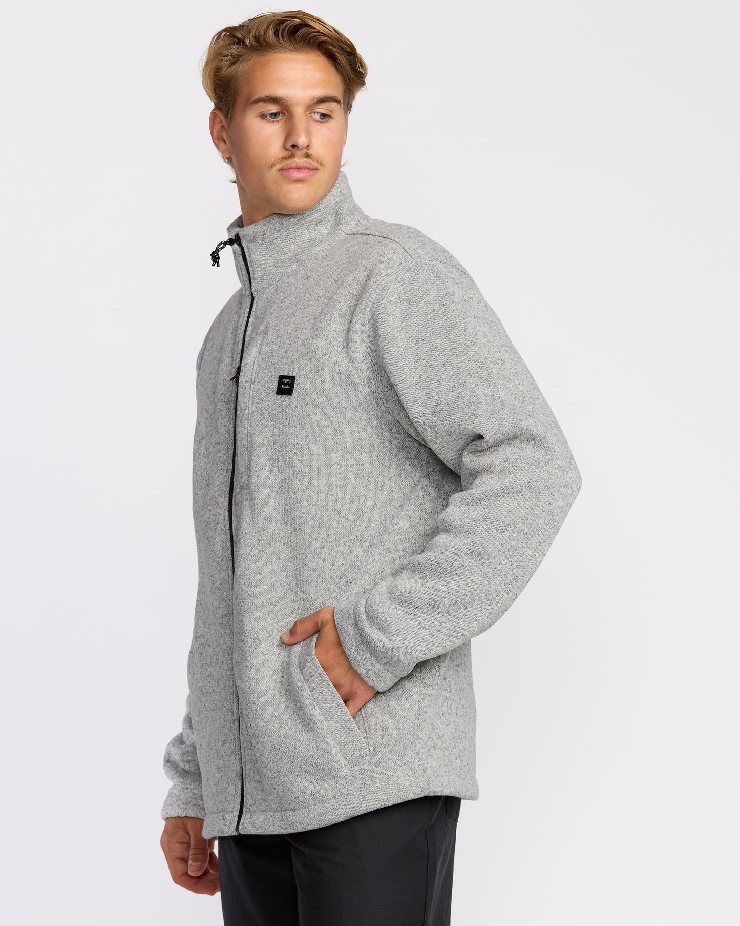Boundary Mock Neck Zip Sweatshirt - Grey Htr