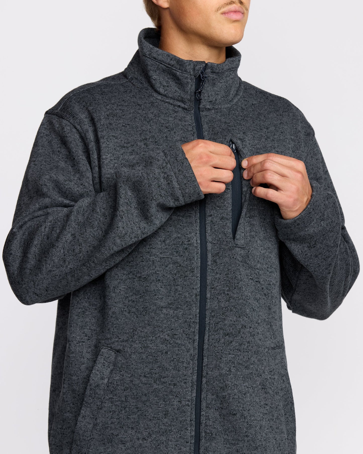 Boundary Mock Neck Zip Sweatshirt - Navy