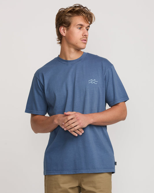 Palms In The Sun Premium Wave Wash Tee - Slate Blue