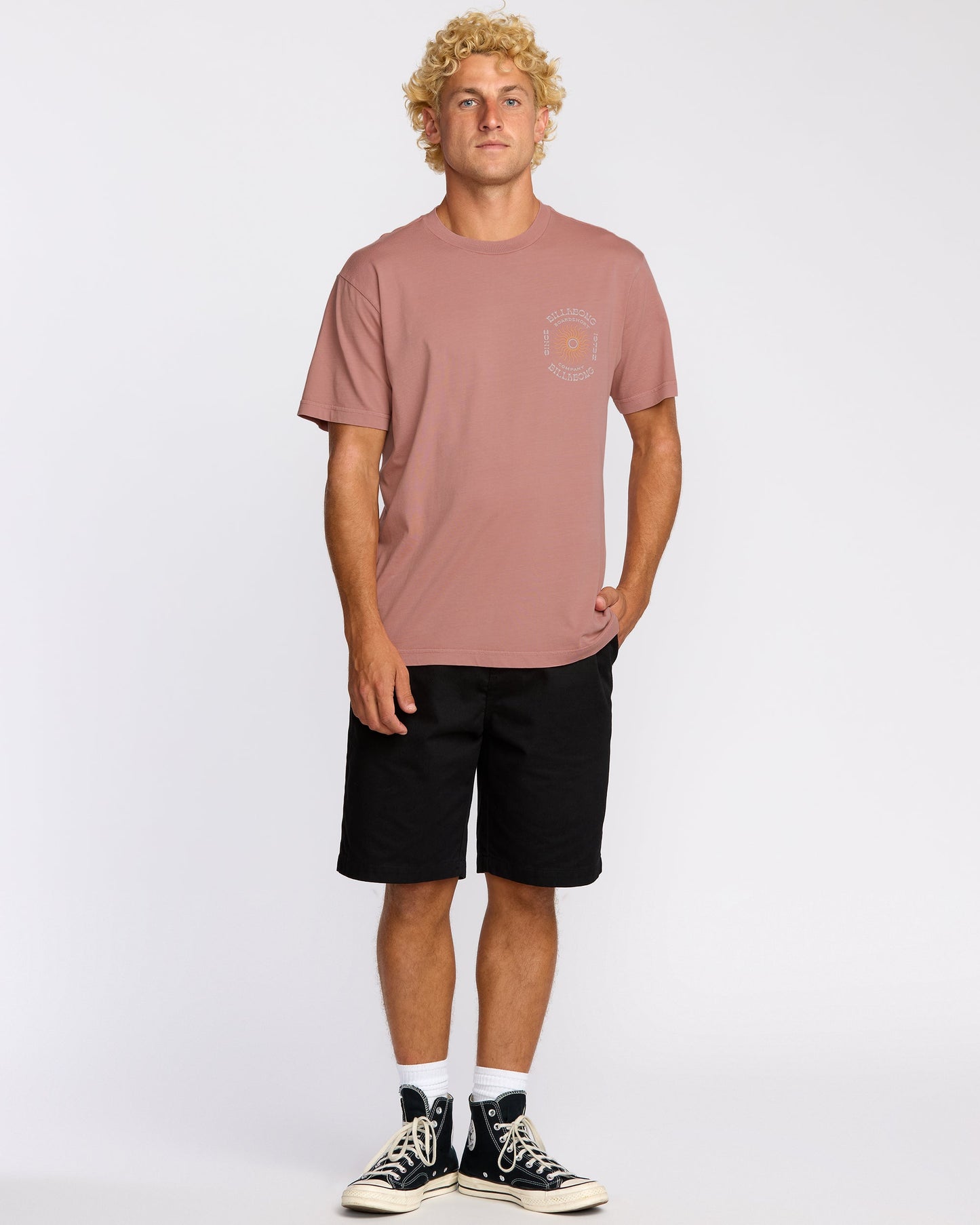 Sunrise Premium Wave Wash Short Sleeve T-Shirt - Dusty Rose
