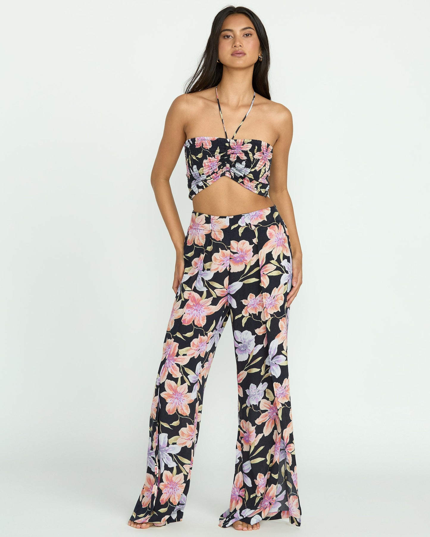 Summer Sunshine Crop Top - Black Multi