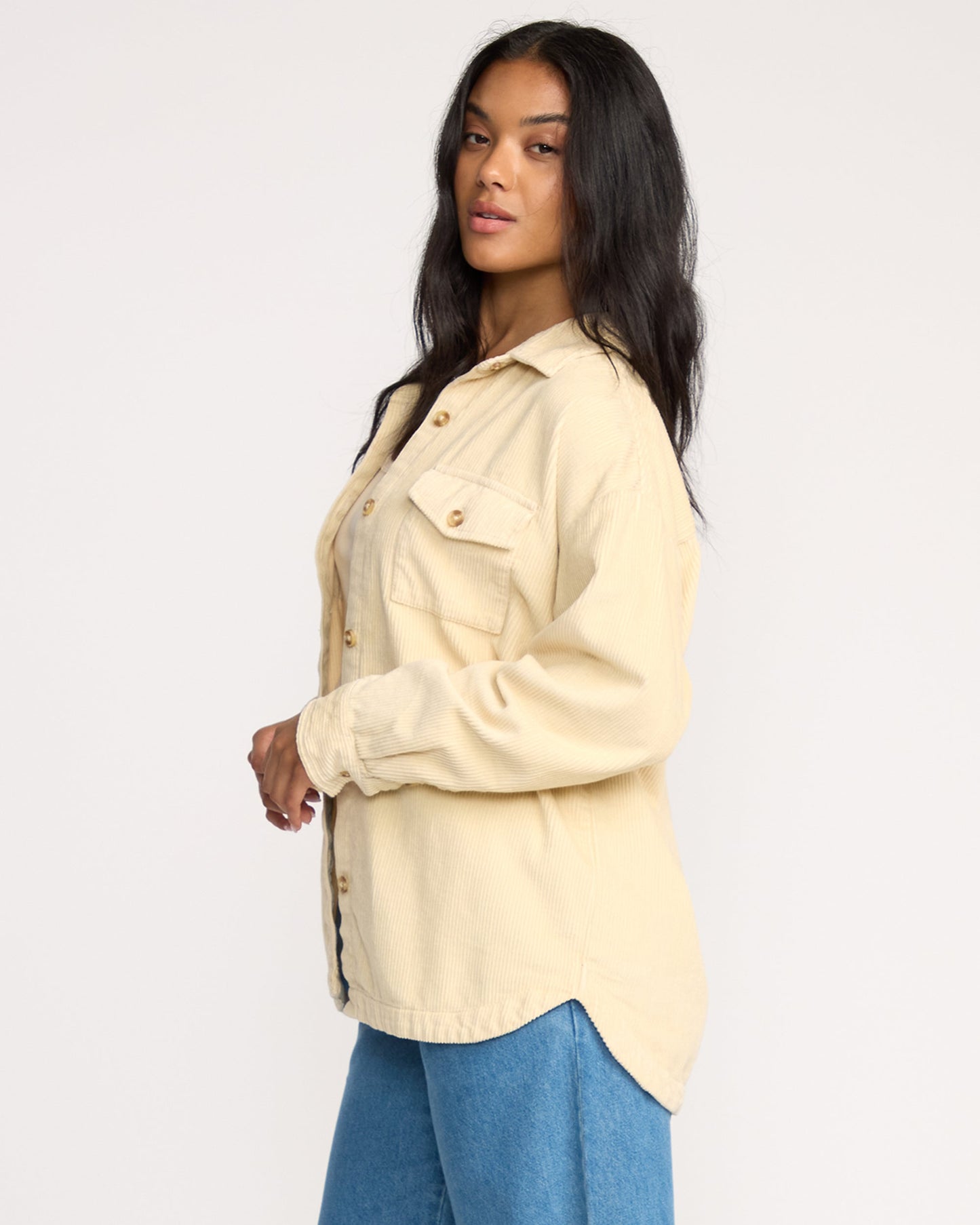 Fadeaway Long Sleeve Shacket - Whitecap
