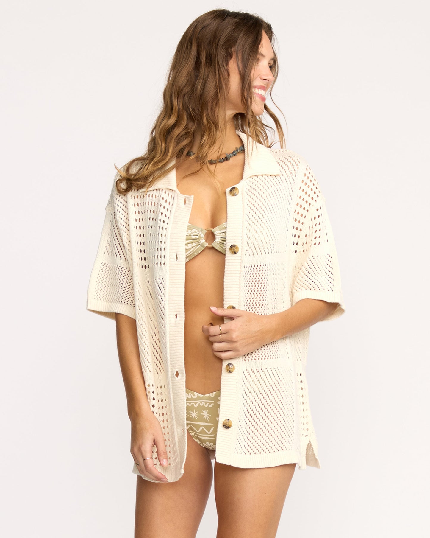 Cool Down Short Sleeve Sweater - Whitecap