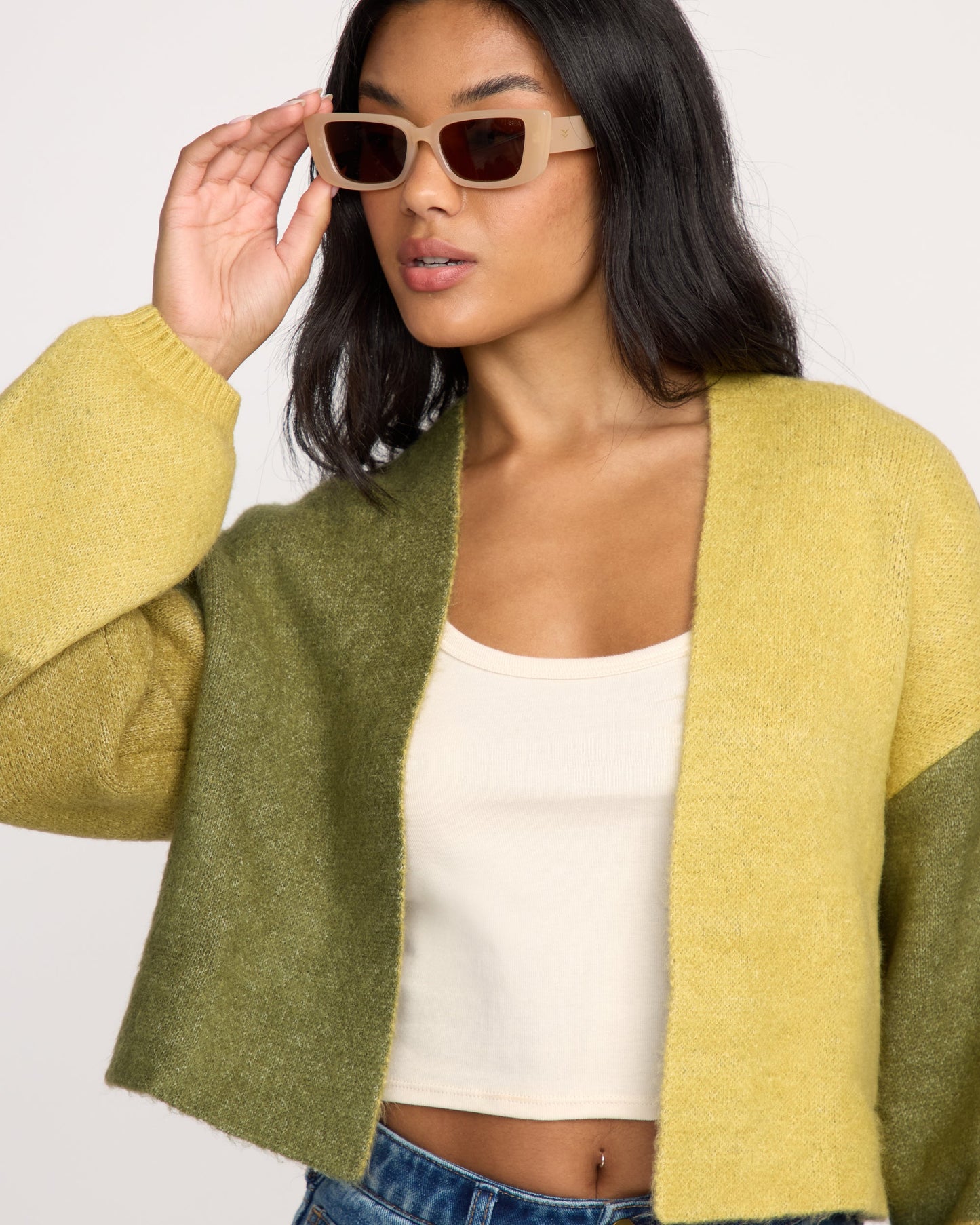 Block Out Cardigan - Green Tea