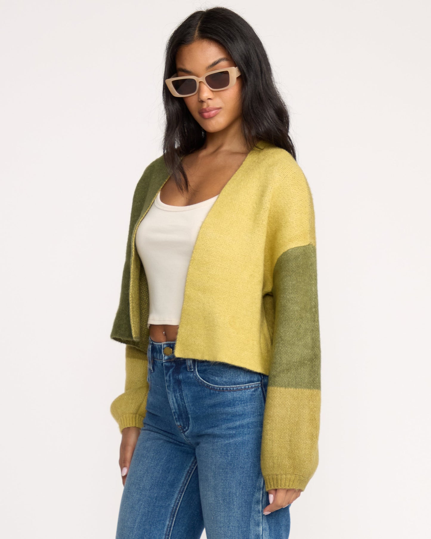 Block Out Cardigan - Green Tea