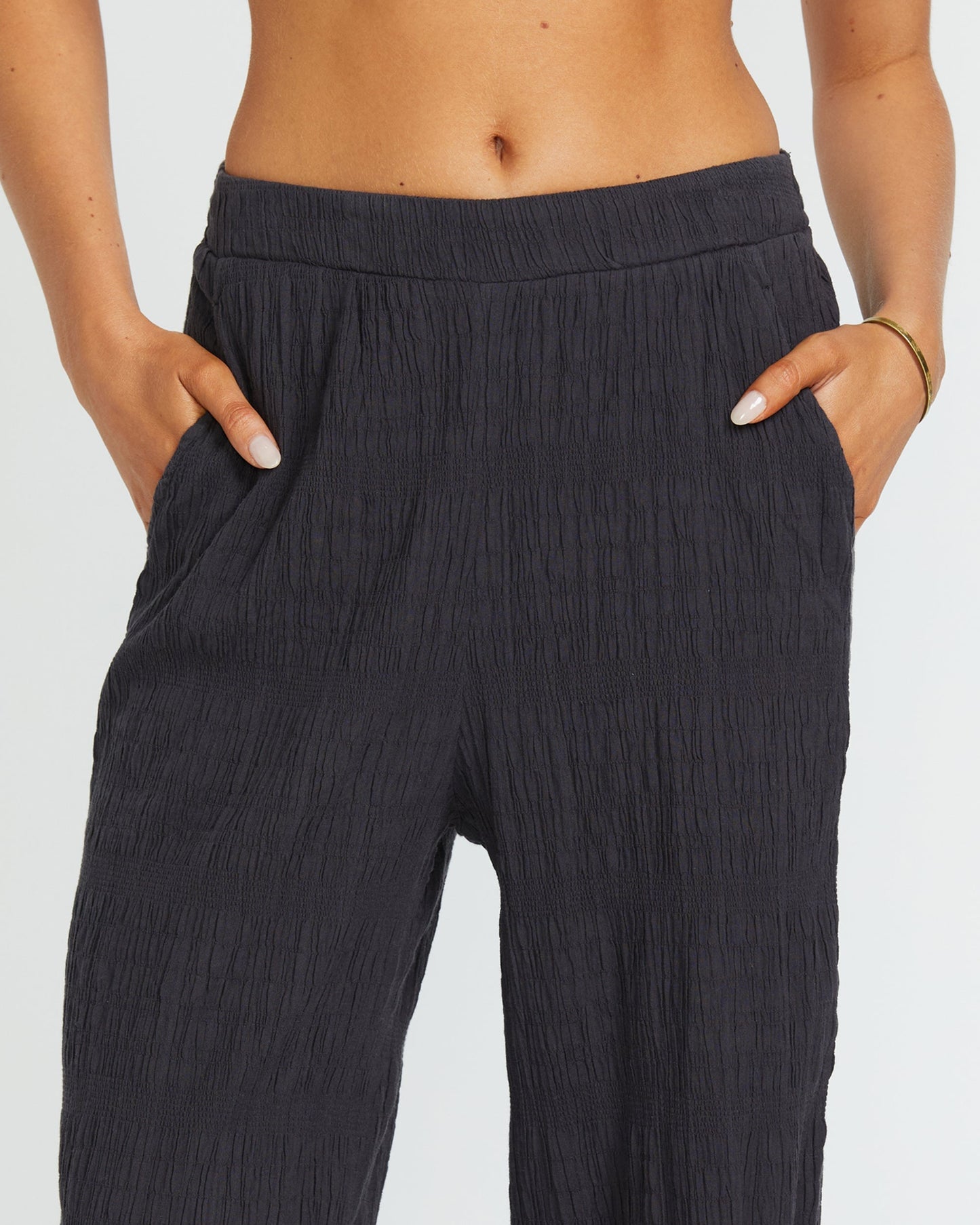 Sandy Shore Elastic Waist Pants - Black Sands