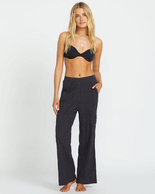 Sandy Shore Elastic Waist Pants - Black Sands