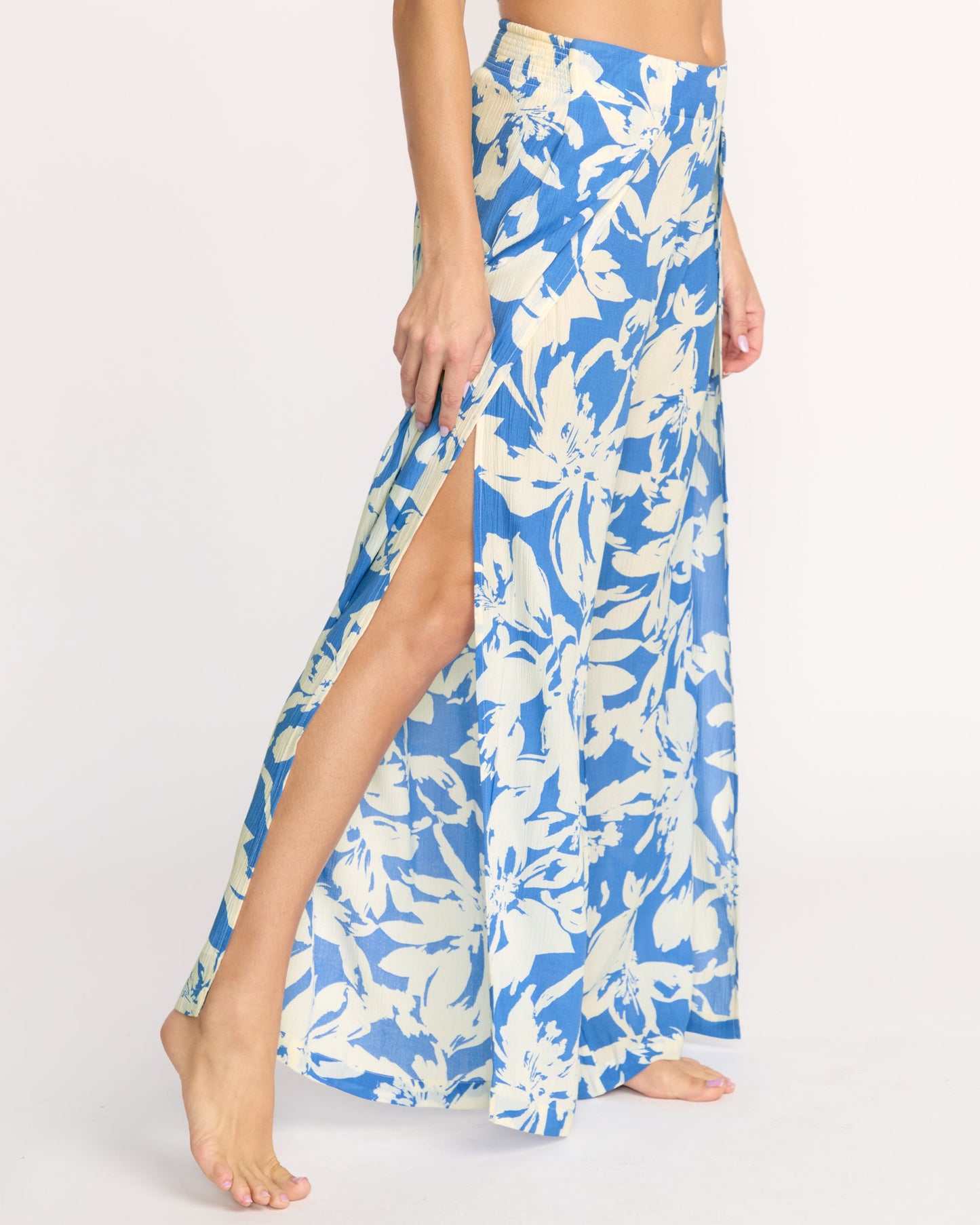 Split Spirit Elastic Waist Pants - True Blue