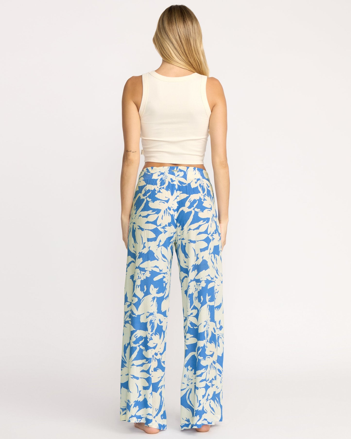 Split Spirit Elastic Waist Pants - True Blue