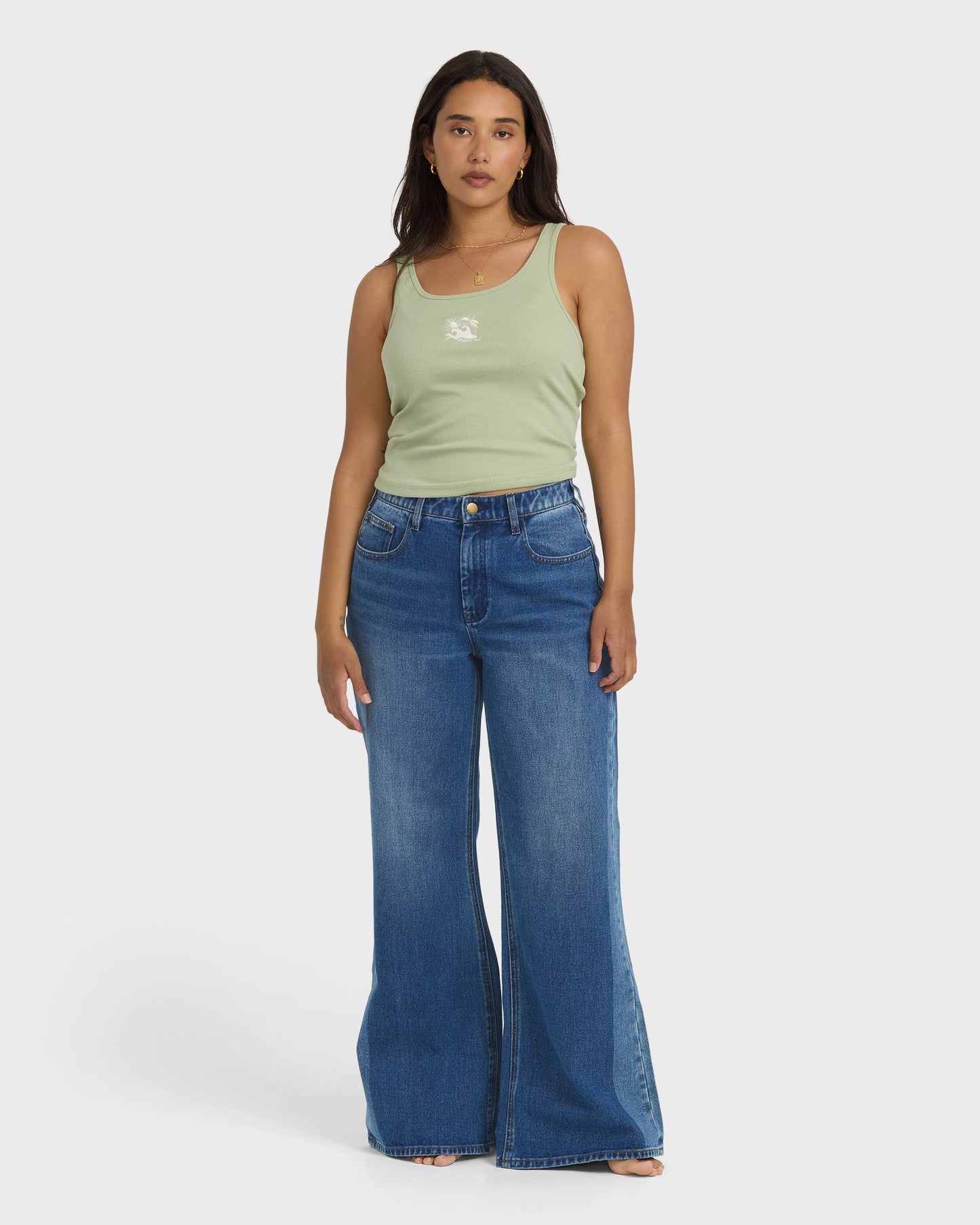 Free Fall High-Waist Denim Pants - Middle Broken Blue
