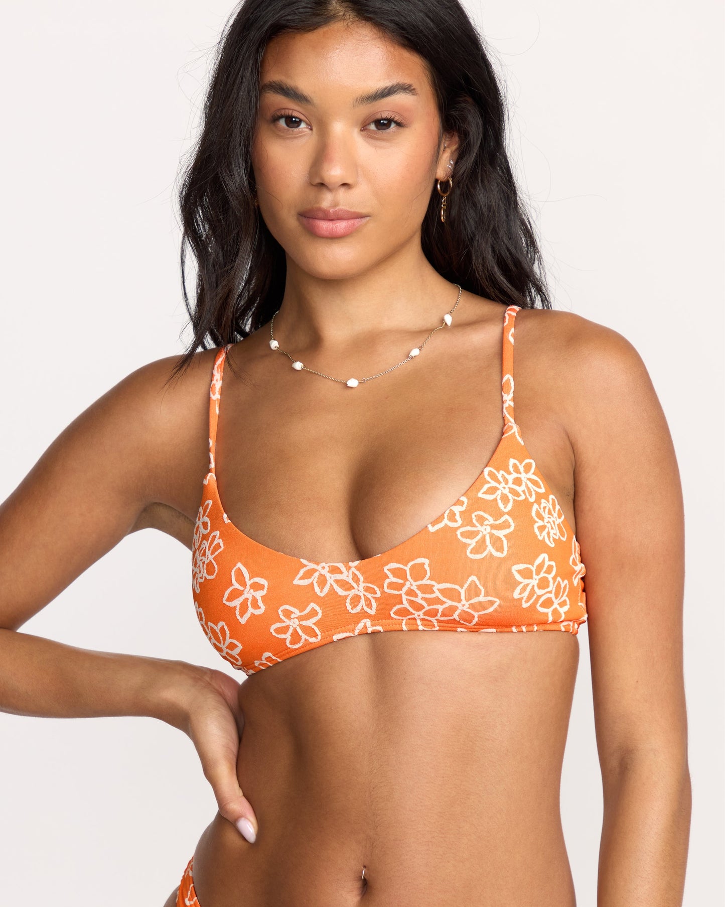 Josie Have It All V Bralette Bikini Top - Orange Pop