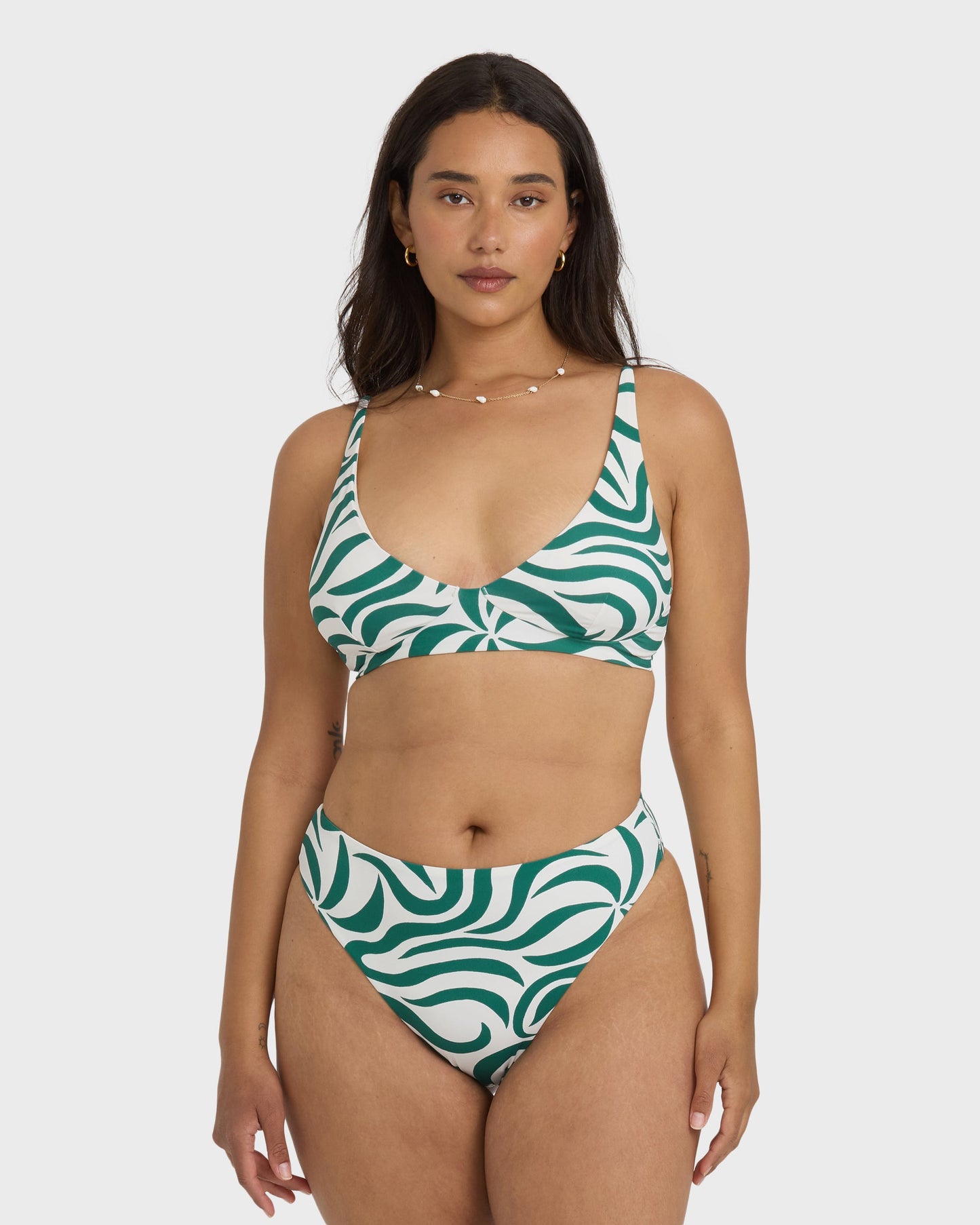All The Waves Hi Maya Bikini Bottom - Evergreen