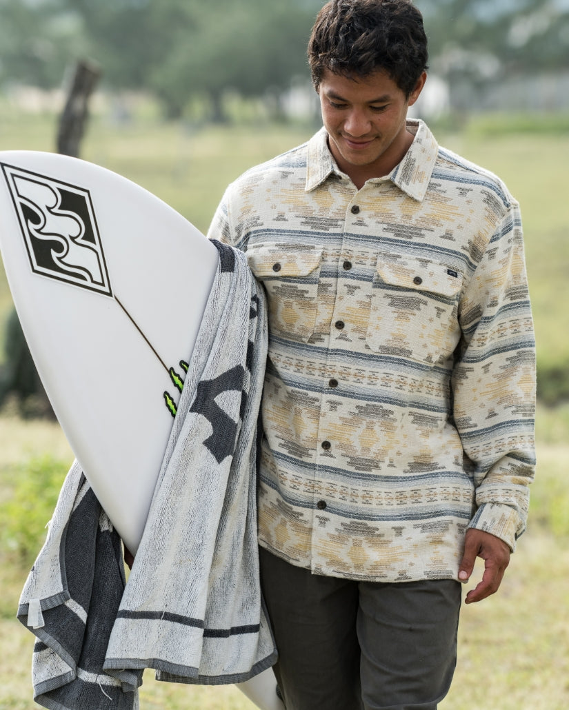 Offshore Jacquard Long Sleeve Flannel Shirt - Sand