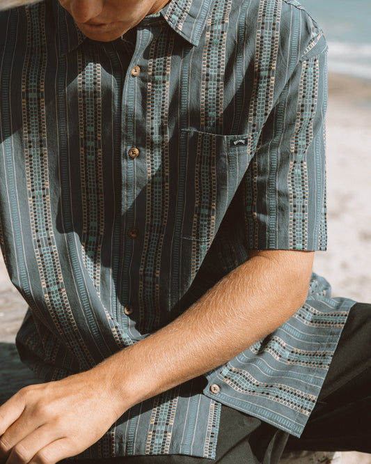 Sundays Jacquard Short Sleeve Shirt - Dark Navy