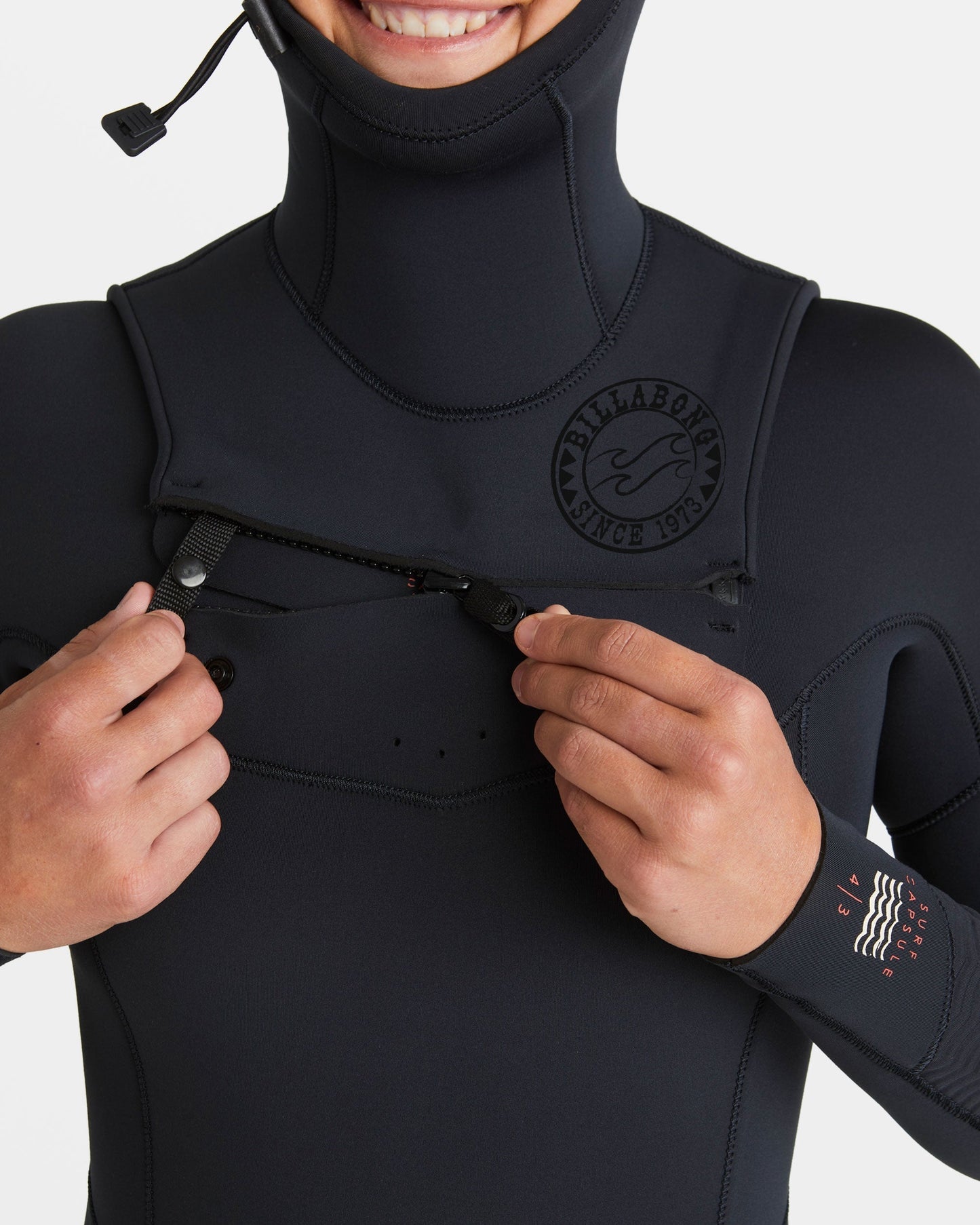 4/3mm Salty Dayz Natural Upcycler GBS Chest Zip Hooded Wetsuit - Black