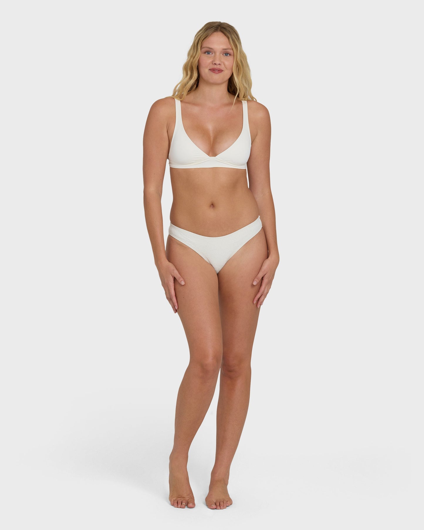 Classic Solid Banded Triangle Bikini Top - Salt Crystal