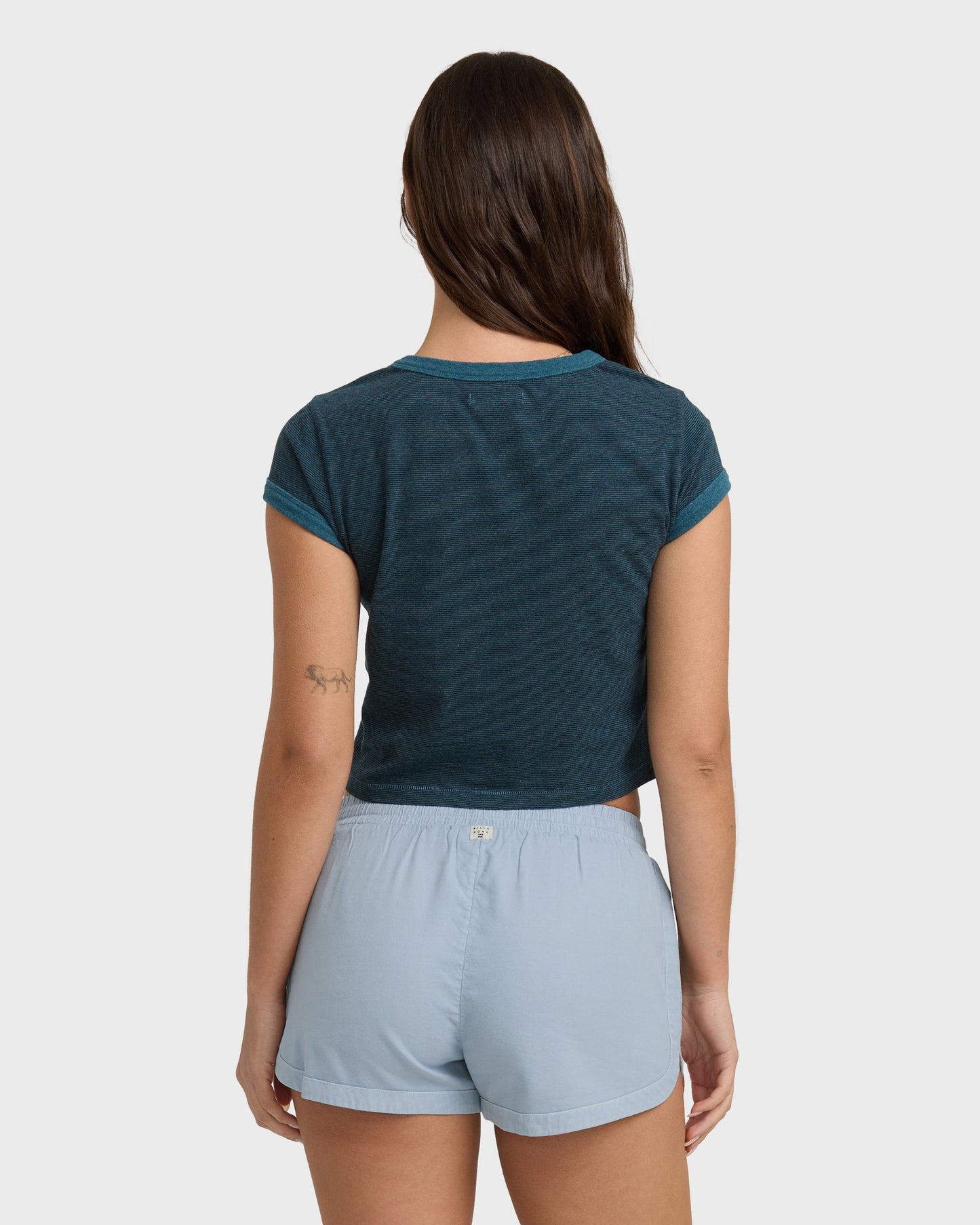 Road Trippin Elastic Waist Shorts - Washed Chambray