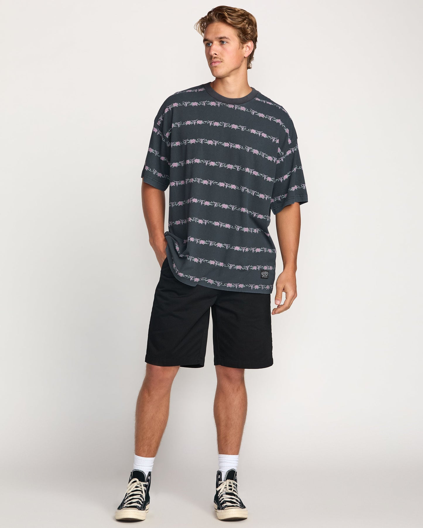 Raging Bull Stripe Tee - Washed Black