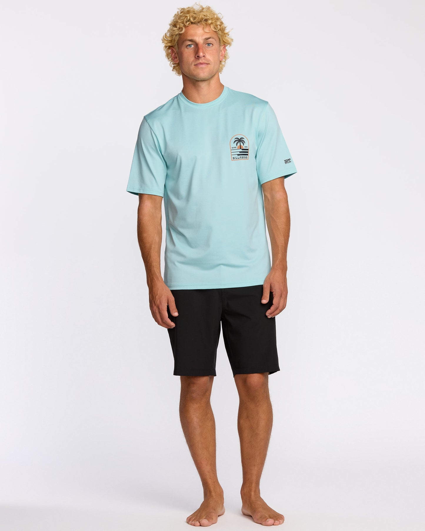 Portal Loose Fit Short Sleeve Surf Short Sleeve T-Shirt - Light Blue Heather