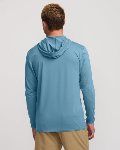 Arch Mesh Long Sleeve Hooded Surf Tee - Bay Blue