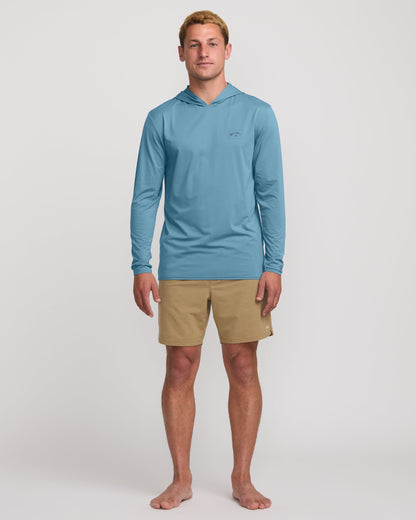 Arch Mesh Long Sleeve Hooded Surf Tee - Bay Blue