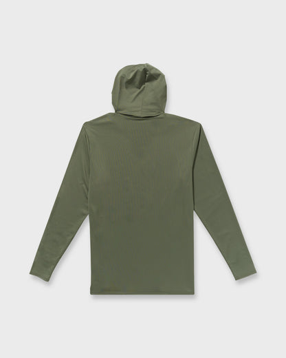 Arch Mesh Long Sleeve Hooded Surf Tee - Dark Military