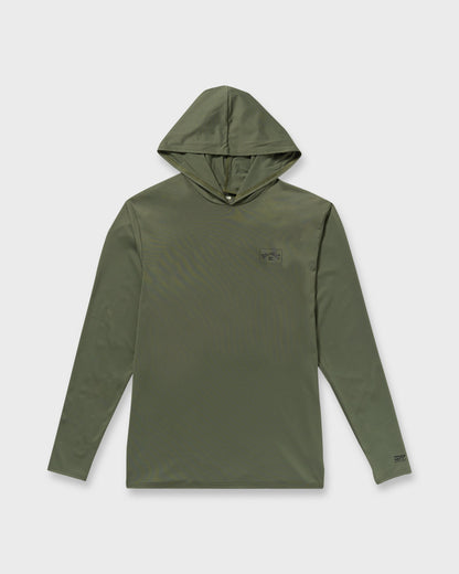 Arch Mesh Long Sleeve Hooded Surf Tee - Dark Military