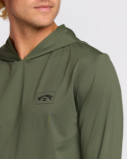 Arch Mesh Long Sleeve Hooded Surf Tee - Dark Military