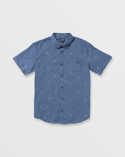 All Day Jacquard Short Sleeve Shirt - Deep Blue