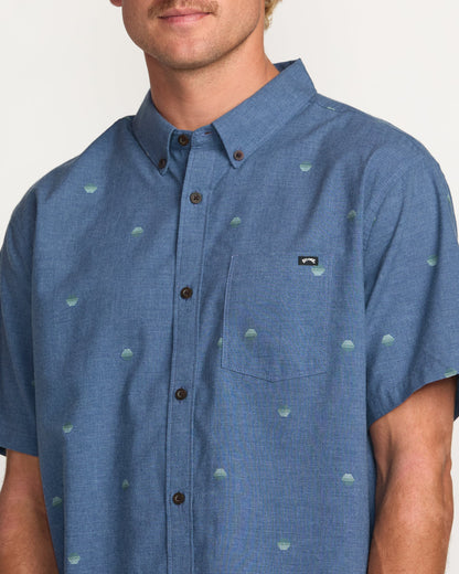 All Day Jacquard Short Sleeve Shirt - Deep Blue