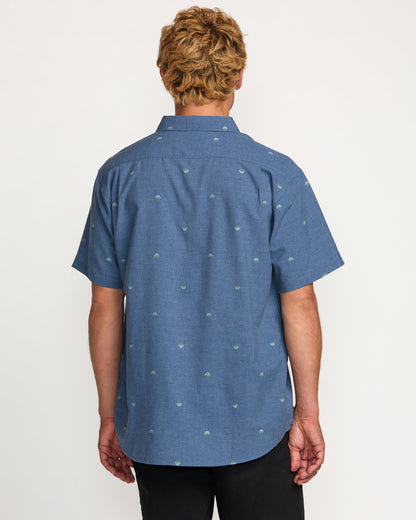 All Day Jacquard Short Sleeve Shirt - Deep Blue