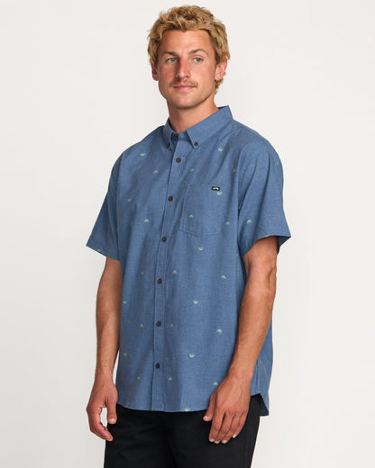 All Day Jacquard Short Sleeve Shirt - Deep Blue