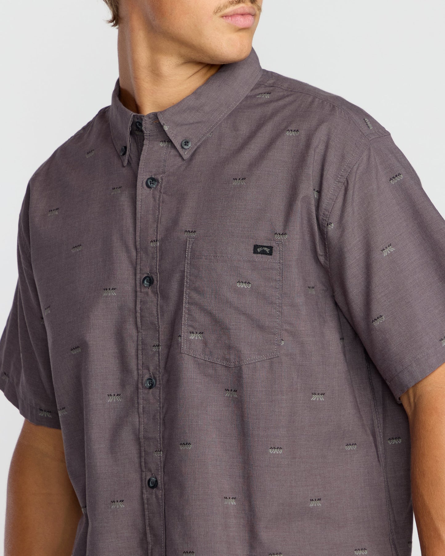 All Day Jacquard Short Sleeve Shirt - Gray Violet