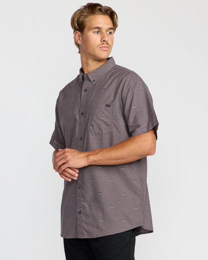 All Day Jacquard Short Sleeve Shirt - Gray Violet