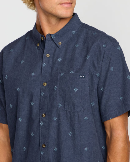 All Day Jacquard Short Sleeve Shirt - Midnight