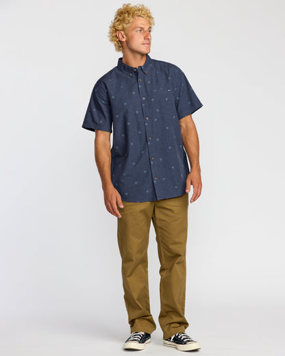 All Day Jacquard Short Sleeve Shirt - Midnight